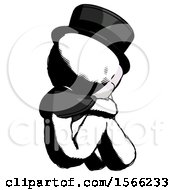Poster, Art Print Of Ink Plague Doctor Man Sitting With Head Down Back View Facing Right