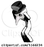 Ink Plague Doctor Man With Headache Or Covering Ears Turned To His Left