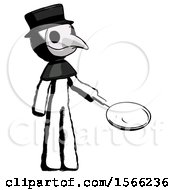Poster, Art Print Of Ink Plague Doctor Man Frying Egg In Pan Or Wok Facing Right