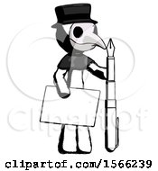 Poster, Art Print Of Ink Plague Doctor Man Holding Large Envelope And Calligraphy Pen