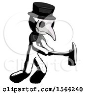Poster, Art Print Of Ink Plague Doctor Man With Ax Hitting Striking Or Chopping