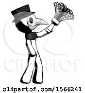 Poster, Art Print Of Ink Plague Doctor Man Dusting With Feather Duster Upwards