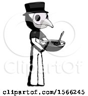 Ink Plague Doctor Man Holding Noodles Offering To Viewer