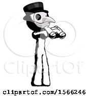 Poster, Art Print Of Ink Plague Doctor Man Holding Binoculars Ready To Look Right