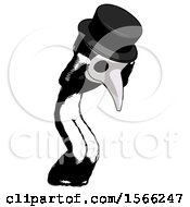 Ink Plague Doctor Man With Headache Or Covering Ears Turned To His Right