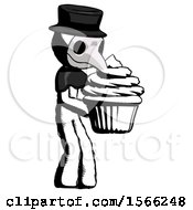 Poster, Art Print Of Ink Plague Doctor Man Holding Large Cupcake Ready To Eat Or Serve