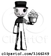 Poster, Art Print Of Ink Plague Doctor Man Presenting Pink Cupcake To Viewer