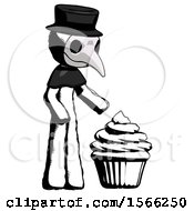 Poster, Art Print Of Ink Plague Doctor Man With Giant Cupcake Dessert