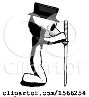 Poster, Art Print Of Ink Plague Doctor Man Kneeling With Ninja Sword Katana Showing Respect