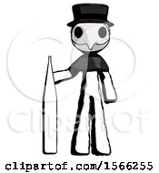 Ink Plague Doctor Man Standing With Large Thermometer
