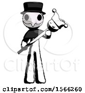Poster, Art Print Of Ink Plague Doctor Man Holding Jester Diagonally