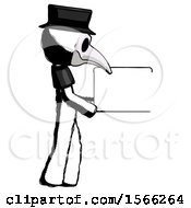 Poster, Art Print Of Ink Plague Doctor Man Show Tablet Device Computer To Viewer Blank Area
