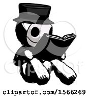 Ink Plague Doctor Man Reading Book While Sitting Down