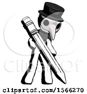 Poster, Art Print Of Ink Plague Doctor Man Writing With Large Pencil