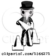 Poster, Art Print Of Ink Plague Doctor Man Holding A Traffic Cone