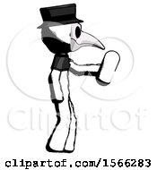 Ink Plague Doctor Man Holding Blue Pill Walking To Right