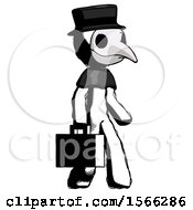 Poster, Art Print Of Ink Plague Doctor Man Walking With Briefcase To The Right