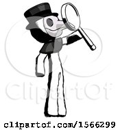 Ink Plague Doctor Man Inspecting With Large Magnifying Glass Facing Up