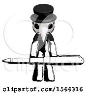 Poster, Art Print Of Ink Plague Doctor Man Weightlifting A Giant Pen
