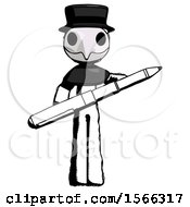 Ink Plague Doctor Man Posing Confidently With Giant Pen