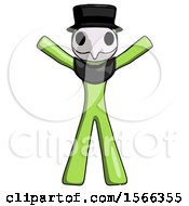 Poster, Art Print Of Green Plague Doctor Man Surprise Pose Arms And Legs Out