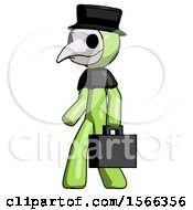 Poster, Art Print Of Green Plague Doctor Man Walking With Briefcase To The Left
