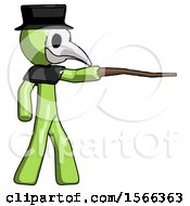Poster, Art Print Of Green Plague Doctor Man Pointing With Hiking Stick