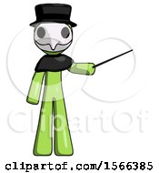 Poster, Art Print Of Green Plague Doctor Man Teacher Or Conductor With Stick Or Baton Directing