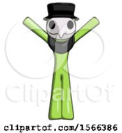 Green Plague Doctor Man With Arms Out Joyfully