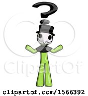 Poster, Art Print Of Green Plague Doctor Man With Question Mark Above Head Confused