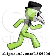 Poster, Art Print Of Green Plague Doctor Man Running Fast Right