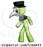 Poster, Art Print Of Green Plague Doctor Man Suspense Action Pose Facing Left
