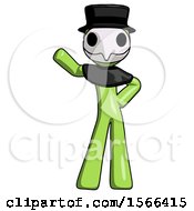 Poster, Art Print Of Green Plague Doctor Man Waving Right Arm With Hand On Hip