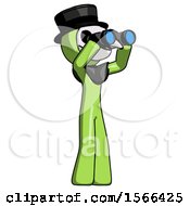 Poster, Art Print Of Green Plague Doctor Man Looking Through Binoculars To The Right