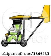 Poster, Art Print Of Green Plague Doctor Man In Ultralight Aircraft Side View