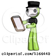 Poster, Art Print Of Green Plague Doctor Man Reviewing Stuff On Clipboard