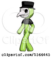 Poster, Art Print Of Green Plague Doctor Man Man Walking Turned Left Front View