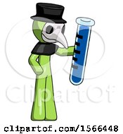 Green Plague Doctor Man Holding Large Test Tube
