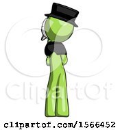Poster, Art Print Of Green Plague Doctor Man Thinking Wondering Or Pondering Rear View