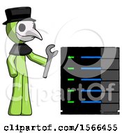 Poster, Art Print Of Green Plague Doctor Man Server Administrator Doing Repairs