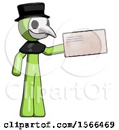 Poster, Art Print Of Green Plague Doctor Man Holding Large Envelope