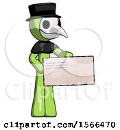 Poster, Art Print Of Green Plague Doctor Man Presenting Large Envelope