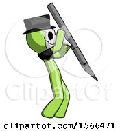 Green Plague Doctor Man Stabbing Or Cutting With Scalpel