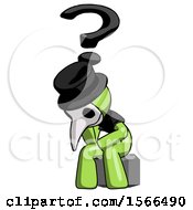 Poster, Art Print Of Green Plague Doctor Man Thinker Question Mark Concept