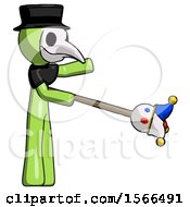 Poster, Art Print Of Green Plague Doctor Man Holding Jesterstaff - I Dub Thee Foolish Concept