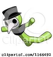Green Plague Doctor Man Skydiving Or Falling To Death