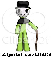 Poster, Art Print Of Green Plague Doctor Man Standing With Hiking Stick