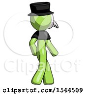 Poster, Art Print Of Green Plague Doctor Man Walking Away Direction Right View