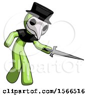 Poster, Art Print Of Green Plague Doctor Man Sword Pose Stabbing Or Jabbing