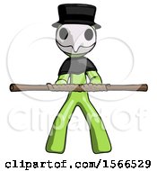 Poster, Art Print Of Green Plague Doctor Man Bo Staff Kung Fu Defense Pose
